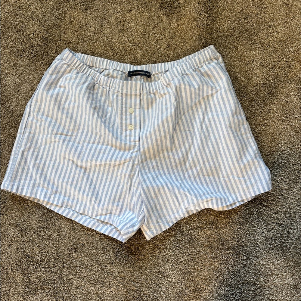 Brandy Melville Blue and White Striped Shorts